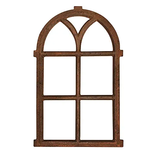 zeitzone Stallfenster Gusseisen Antik-Stil Rostig Rundbogen 67cm - Dekoratives Stallfenster aus schwerem Eisen im Antik-Stil, ideal als nostalgisches Deko-Element für Gartenmauern oder alte Scheunen. Die rostige Patina verleiht ihm eine einzigartige, historische Ausstrahlung.