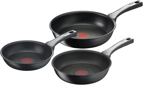 Tefal Unlimited On Pfannenset 3-teilig - Pfannensets mit kratzfester Antihaft-Beschichtung und Thermo-Signal für perfekte Brattemperatur - geeignet für alle Herdarten.