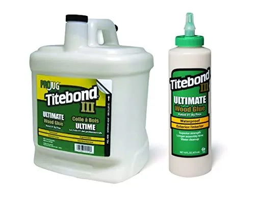 Titebond III Ultimate Holzleim 2,15 Gallons - Wasserdichter Holzleim, ideal für Innen- und Außenanwendungen. Bietet starke Anfangshaftung und ist FDA-zugelassen für indirekten Kontakt mit Lebensmitteln.