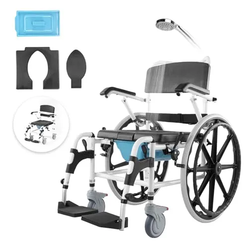 VEVOR Toilettenstuhl - Robuster WC Rollstuhl mit 136kg Tragfähigkeit - Toilettenstuhl aus Aluminiumlegierung, ideal für Menschen mit Mobilitätseinschränkungen. Maximale Belastbarkeit von 136 kg für Sicherheit und Komfort.