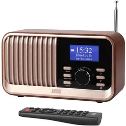 August MB450K DAB+/FM Radio mit Bluetooth 5.3 - Tragbares DAB+/FM Radio mit bis zu 60 Sendern und Bluetooth 5.3 für kabellosen Musikgenuss. Inklusive Doppel-Wecker und Fernbedienung, ideal für Zuhause oder unterwegs. Bis zu 18 Stunden Akkulaufzeit für ununterbrochenen Spaß.