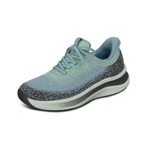 Orthofeet Damen Nira Slip-in Sneaker – Grün/Blau, Größe 38 - Praktischer Slip-On Sneaker für Damen mit innovativer Technologie. Hochwertige Materialien und orthopädische Einlegesohlen bieten optimalen Komfort und viel Platz für die Zehen.