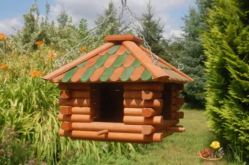 Luxus Vogelhaus Futterhaus V13g - Hängend - Vogelhäuser, XXL Futterspender aus Holz, ideal zum Aufhängen und für eine Vielzahl von Vögeln geeignet.