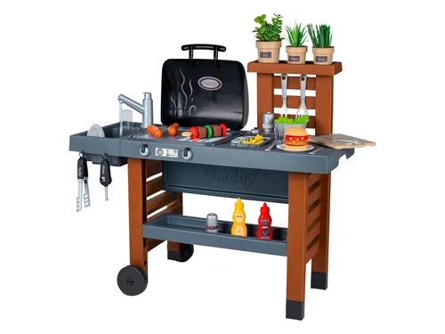 Smoby Outdoor Gartenspielküche - große Spielküche mit Grill und Fritteuse, fördert kreatives Spielen und Barbecue-Stimmung im Freien