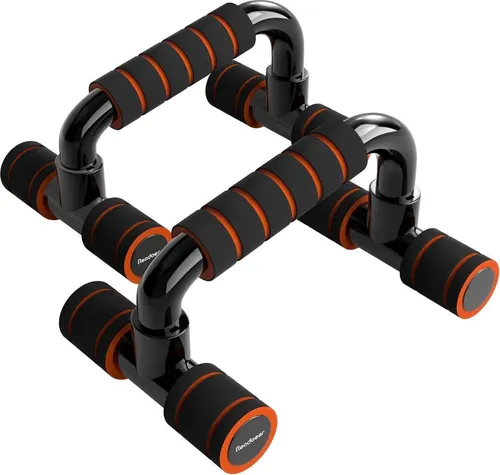 Fitness Liegestützgriffe Schwarz Orange - Rutschfest und Leicht - Diese rutschfesten Push Up Bars bieten optimalen Halt und bis zu 100 kg Belastbarkeit. Ideal für effektives Training und die Stärkung der Muskulatur.