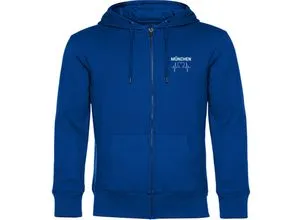 multifanshop Kapuzen Sweatshirt Jacke - München blau - Herzschlag - Druck weiß - Hochwertige Kapuzen Sweatshirt Jacke in München blau, ideal für Fans. Die kuschelige Oberfläche sorgt für Komfort und Stil. Perfekt als Geschenk oder für den eigenen Fan-Look.