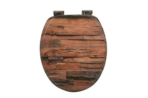 Sanicomfort WC Sitz Rustik mit Absenkautomatik - Eleganter WC-Sitz aus MDF mit rustikalem Design und Soft-Close-Funktion für leises Schließen. Ideal für Familien und stilvolle Badezimmer.