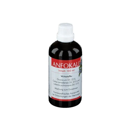 ANFOKALI Tropfen 100 ml - Praktische Tropfen zur Unterstützung der Atemwege, ideal bei Beschwerden im Nasen- und Rachenraum. Die handliche Flasche ist perfekt für unterwegs und erleichtert die Anwendung.