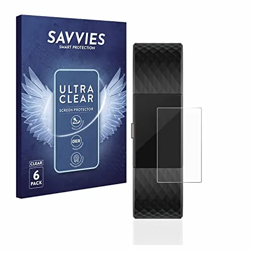 Savvies 6 Stück Schutzfolie für Fitbit Charge 2 Displayschutz-Folie Ultra-Transparent