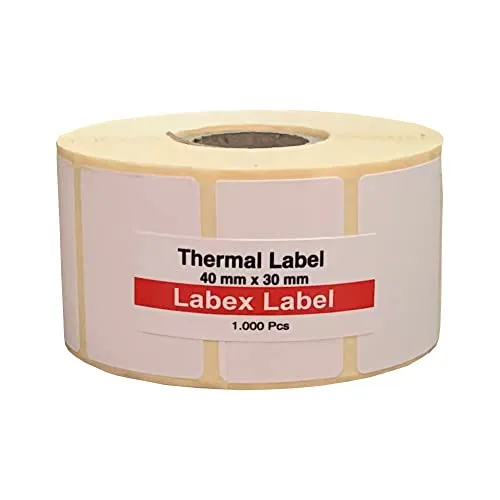 Labex Label 40x30 mm Thermoetiketten auf Rolle – 1 Rolle (1000 Thermo etiketten) – Barcodeetiketten, Lageretiketten, Paketaufkleber – Kompatibel mit Zebra, Argox, Sato – Thermodirekt