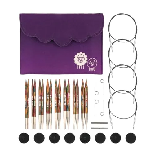 KnitPro Deluxe-Set – Austauschange Rundstricknadelspitzen Symfonie (3,50–8,00 mm) - Stricknadeln in buntem Design, leicht und ergonomisch für stundenlanges Stricken ohne Ermüdung. Das Set umfasst 8 Nadelspitzen und eine stilvolle Aufbewahrungstasche.