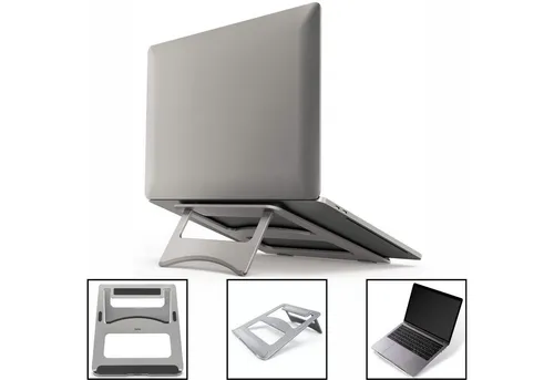 Hama Laptop-Ständer Notebook-Ständer Aluminium bis 15,6" Silber, (Laptop Stand Halterung Tragbar Halter 12" 13" 13,3" 13,5" 14"15" 15,6)