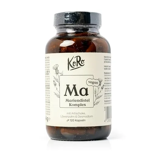 KoRo - Mariendistel Komplex 120 Kapseln - Nahrungsergänzungsmittel - Vegan - Ohne Füllstoffe