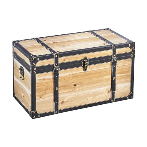 Kobolo Truhe Schatztruhe FLORENCE - Holztruhe Größe M in Braun - Sitzbänke mit nostalgischem Design, ideal zur Aufbewahrung und als dekoratives Möbelstück für Ihr Zuhause.