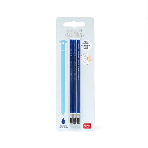 Legami Ersatzminen Blau für löschbare Gel Stifte - Erasable Pen 3er Nachfüllpack