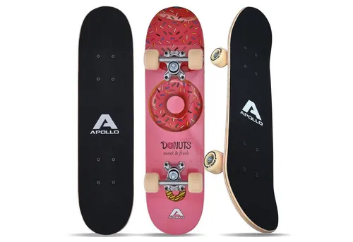 Apollo Kinderskateboard 24" Donut - Skateboard für Kinder ab 5 Jahren, ideal zum spielerischen Erlernen des Skateboardens. Leicht, sportlich und mit einem farbenfrohen Donut-Design.