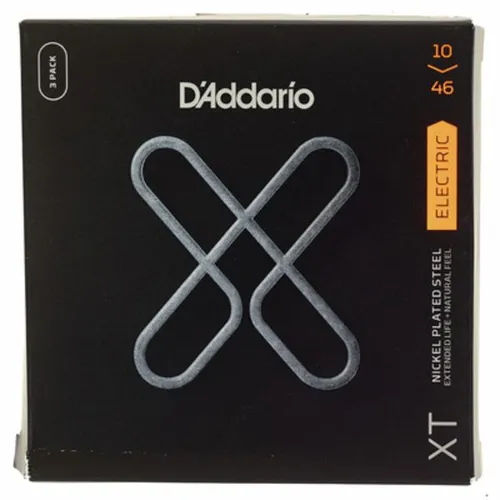 Daddario XTE1046-3P Regular Light E-Gitarren-Saiten - Instrumentenzubehör mit 3 Sätzen Round Wound Saiten aus Nickel Plated Steel; feuchtigkeitsabweisende Beschichtung für optimalen Klang und Spielgefühl; höchste Reißfestigkeit und Stimmstabilität garantiert.