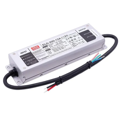 Mean Well ELG-200-12A-3Y LED Netzteil 192W 12V 16A - Hochwertiges 192W Schaltnetzteil von MEAN WELL für LED-Beleuchtung. Robuste Bauweise mit IP65-Schutz, ideal für Innen- und Außenanwendungen. Hoher Wirkungsgrad von bis zu 93%.