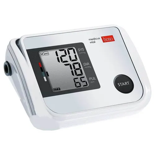 boso medicus vital – Vollautomatisches Blutdruckmessgerät mit Arrhythmie-Erkennung - Blutdruckmessgerät für Oberarm mit großem Display, 60 Messungen Speicher und intelligenter Aufpumpautomatik für präzise Ergebnisse ohne Nachpumpen.