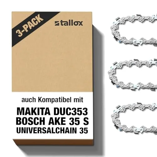 tallox Sägeketten 3/8" 1,1 mm 52 TG 35 cm Schwert kompatibel mit Oregon Makita Bosch Einhell 3
