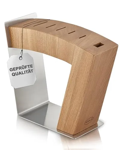RÖSLE Messerblock MoveX, braun - Küchenmesser Block aus Edelstahl und Ulmenholz, ideal für hochwertige Messer mit zwei flexiblen Standpositionen, hygienisch und stilvoll.
