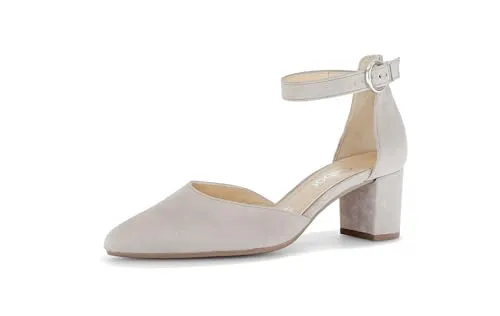 Gabor 81.340.12 Pumps in Beige für Damen, Größe 42 - Elegante Riemchen Pumps aus hochwertigem Veloursleder. Der schmale Fesselriemen und der hohe Blockabsatz verleihen Ihnen eine anmutige Silhouette. Ideal für stilvolle Anlässe und den täglichen Komfort.