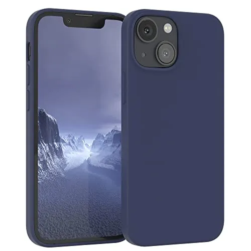 EAZY CASE Premium Silikon Handyhülle kompatibel mit iPhone 13 Mini Slimcover mit Kameraschutz und Innenfutter, Silikonhülle, Schutzhülle, Bumper, Handy Case, Hülle, Softcase, Nacht Blau