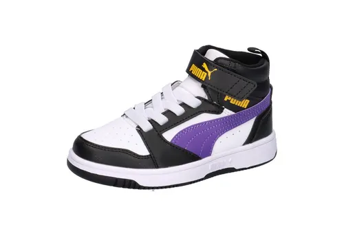 PUMA REBOUND V6 MID AC+ PS Sneaker - Sneaker high mit Retro-Look, ideal für Kids. Hergestellt aus mindestens 20% recyceltem Material und ausgestattet mit SOFTFOAM+ für optimalen Komfort und weiche Dämpfung.