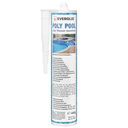 Poolkleber für Teichfolie 440g - Unterwasser Kleber - Hochwertiger Unterwasser-Kleber in Blau, ideal für Teichfolien, Planschbecken und Swimmingpools. Hohe Resistenz gegen Schimmel und Bakterien, für den professionellen Einsatz geeignet.