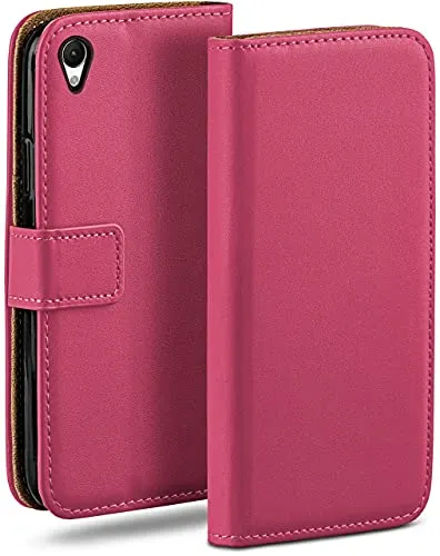 moex für Sony Xperia Z3 Hülle mit Kartenfach, Handyhülle klappbar 360 Grad Schutzhülle, PU Leder Handytasche Sony Xperia Z3 Klapphülle Flip Case, Pink