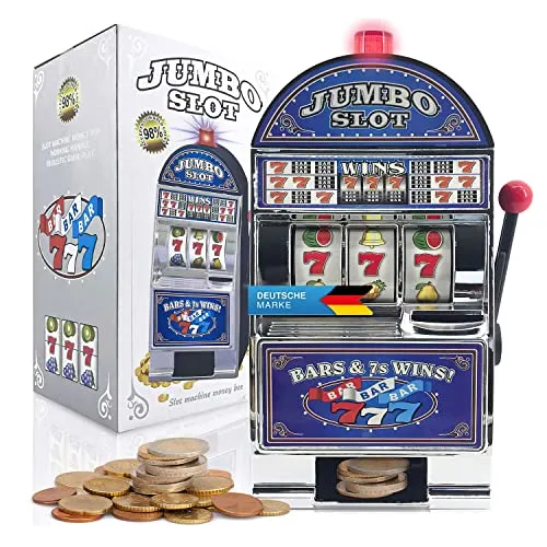 Goods+Gadgets Spardose Einarmiger Bandit - Spardose und Glücksspiel-Automat in einem! Erleben Sie echtes Casino-Feeling mit Sound- und Lichteffekten, ideal zum Sparen oder als Dekoration.