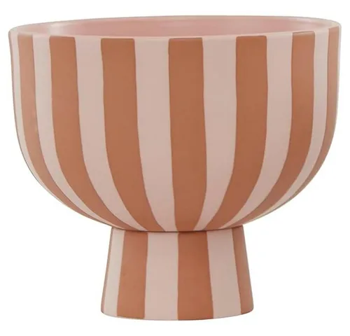 OYOY Dekoschale Toppu Schale - Handgefertigte Keramik in Caramel/Rose - Dekoschalen für den Indoor-Einsatz, handgefertigt aus Keramik, ideal als Blumentopf oder Obstkorb mit einzigartigem gestreiften Design.