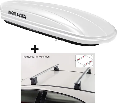 Dachbox VDPMAA320 320 Liter abschließbar für Mercedes E (W212) 2009-2013 inkl. Dachträger - Praktisches Set aus Dachbox VDPMAA320 (320 Liter, abschließbar) und robusten Dachträgern, ideal für Mercedes E (W212) 2009-2013. Maximale Ladekapazität von 75 kg für zusätzlichen Stauraum auf Reisen.