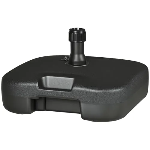 Outsunny Sonnenschirmständer Schirmständer Schirmhalter befüllbar mit Sand Wasser abgerundete Ecken HDPE-Kunststoff Schwarz 46 x 45 x 26 cm bis zu 30 kg Netto Gewicht 1,6Kg