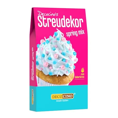 DECOCINO Streudekor Spring Mix 40g - tolle Farben, bunt und wild für Streuselfans, ideal für Geburtstage, Feiern und Partys, perfekt für Jungs und Mädchen sowie Kuchen, Torten und Cupcakes