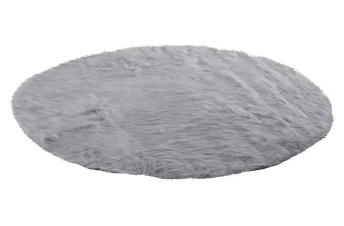 Fellteppich Deko-Fell FUR, Grau, Ø 120 cm, rund - Der stilvolle Fellteppich von Home4You bringt Gemütlichkeit in Ihr Zuhause. Mit seiner kompakten Größe und dem hochwertigen Kunstfell ist er ideal für Tische und Stühle geeignet. Setzen Sie Akzente in jedem Raum!