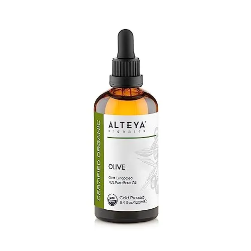 Alteya Bio Olivenöl 100 ml - 100% USDA Bio zertifiziert, Extra Natives Pflanzenöl, Kaltgepresst, 100% Natürlich, ohne Zusatzstoffe und Aromen, in Lichtgeschützter Glasflasche