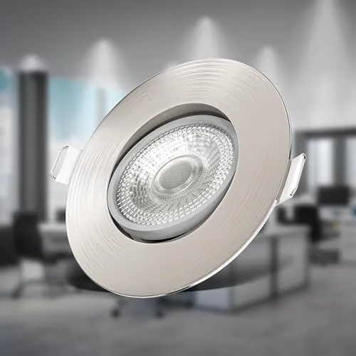 Einbaustrahler 68mm 6er Set - LED, warmweiß, schwenkbar - Einbauleuchten Set mit 6x 5W LED, ultra-flach und schwenkbar für individuelle Lichtgestaltung. Ideal für eine angenehme Raumbeleuchtung mit 3.000K warmweißem Licht.