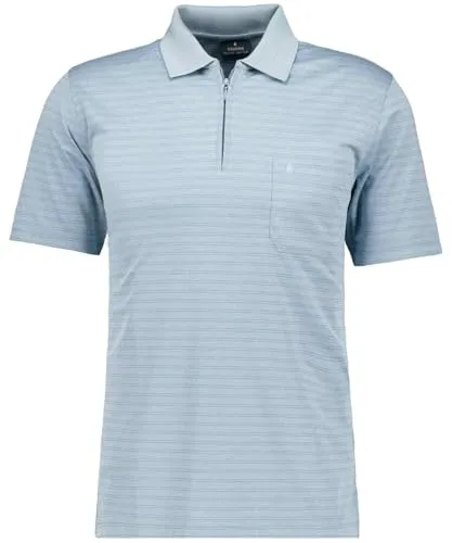 RAGMAN Herren Softknit-Polo Fineliner mit RV Minze-320, L - Elegantes Poloshirt mit feinen Streifen, praktischem Reißverschluss und Brusttasche. Ideal für lässige Anlässe. Fair Trade aus Peru.