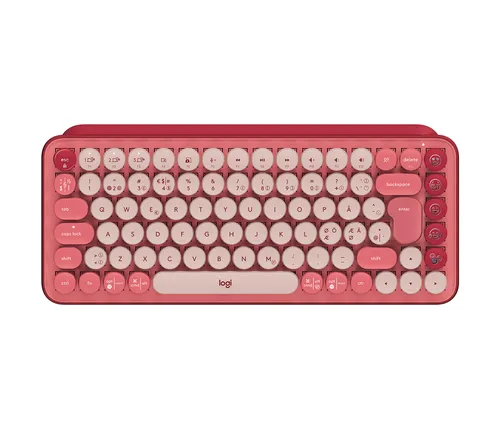 Logitech POP Keys Kabellose Tastatur - Rot/Rosa - Tastatur für universelle Nutzung, kabellos über Bluetooth 5.1, mit mechanischen Schaltern und anpassbaren Emoji-Tasten für ein individuelles Tipp-Erlebnis.