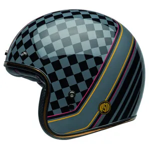 Bell Custom 500 RSD - Klassischer Jethelm in Grau Schwarz, individuelle Passform mit 5 Schalengrößen und antibakterieller Echt-Leder Innenausstattung