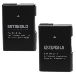 EXTENSILO 2x Akku kompatibel mit Nikon DSLR D3100, D3200, D3300 Kamera (1100mAh, 7,4V, Li-Ion) mit Infochip