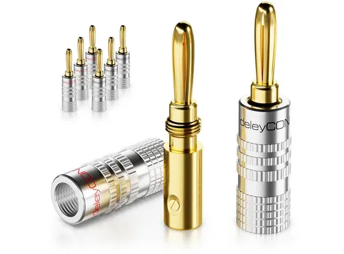 deleyCON deleyCON 8x Bananenstecker Schraubbar für Lautsprecherkabel von PC-Lautsprecher