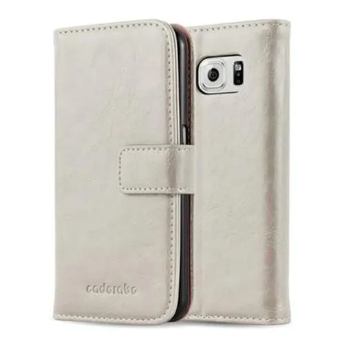 Cadorabo Hülle kompatibel mit Samsung Galaxy S6 aus Premium Kunst Leder Flip Klappbare Stoßfeste Magnetische [Standfunktion] [Kartenfächern] Cover Hülle für Galaxy S6 Tasche in Braun