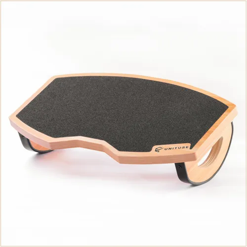 UNITURE® Ergonomische Holz Fußstütze Schreibtisch, Fußbank aus Naturholz und Schwarz, modern & ergonomisch, 43x22,5x11 cm, für bessere Sitzhaltung im Büro & Homeoffice