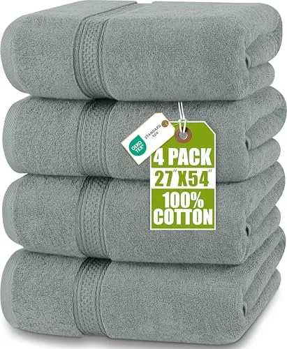 Utopia Towels - 4er-Pack Badetücher Set Premium 100% ringgesponnene Baumwolle 69 x 137 cm Handtücher, sehr saugfähig, weiches Gefühl Duschtücher (Kühles Grau)
