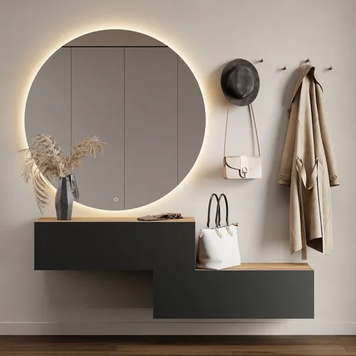 Flur Möbel Garderobe 2x Hängeschrank 100 cm Gold Eiche / Anthrazit - Drohnen: Stilvoller Stauraum für Ihren Flur mit elegantem Design und geräuschlosem Öffnen dank hochwertiger Beschläge.