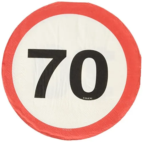 Folat 28370 Party Servietten Verkehrsschild (1 x 20 STK.)-Zahl 70
