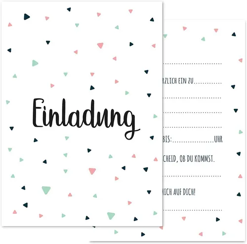 Einladung Dreiecke - 12 Einladungskarten zum Geburtstag Kinder Teenager (Mint)