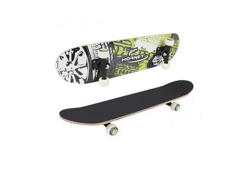 Hudora Skateboard 12059 Hornet – Cooles Design mit ABEC 1 - Cruiserboard aus hochwertigem Ahorn-Holz, ideal für Anfänger und entspannte Fahrten in der Stadt.